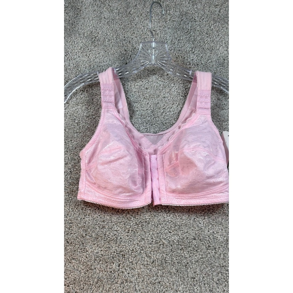 Lunaire Instant Shaping Pink Lace Front Closure Wirefree Bra 1628 Womens 34D NEW
